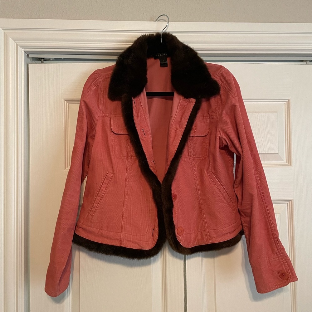 Harold’s faux fur and corduroy jacket
